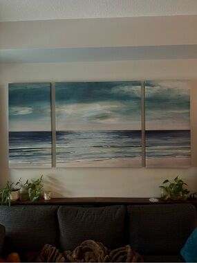 Coastal 3 piece Canvas Wall Art - Sea Blue (brand new in box)
